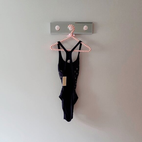NWT MICHAEL Michael Kors black gold monogram logo swimsuit, 14 - Picture 10 of 10